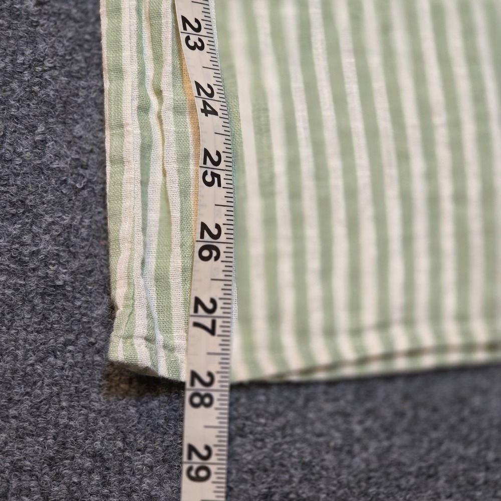 Salty Lemon Sage Green White Striped Wide Leg 100% Cotton Linen Pants Coastal - Picture 6 of 16